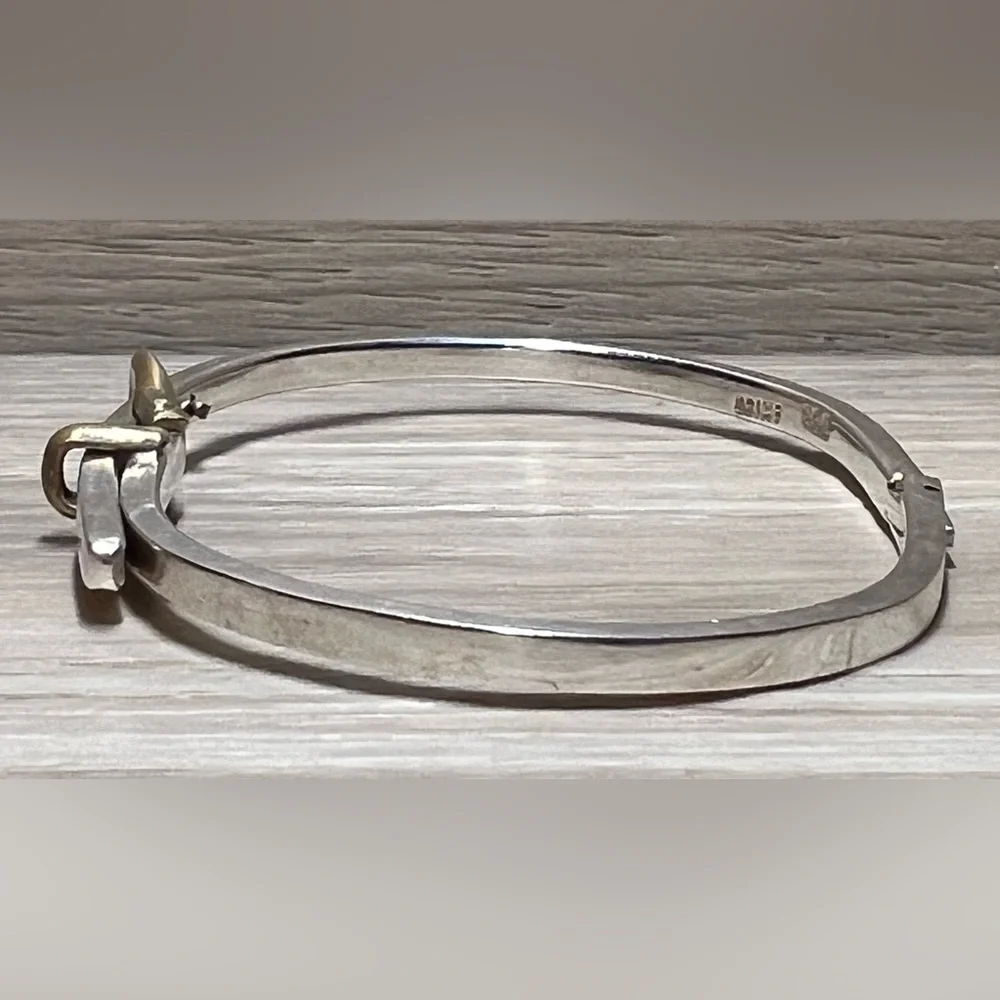 Vintage Sterling Silver MEXICO TAXCO Belt Buckle Hinged Bangle Bracelet, 12.5g - Picture 2 of 8